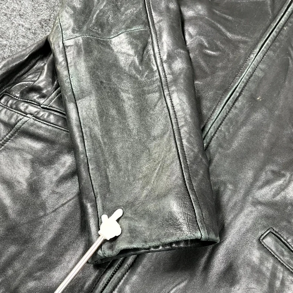 Leather Limited Jacket Mens XL Black Genuine Leather Lined Collared Full Zip